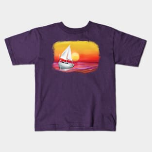 Sailboat Sunset Over Sea Kids T-Shirt